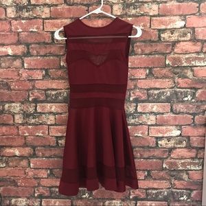 Dress with Mesh Cut-Outs in Red